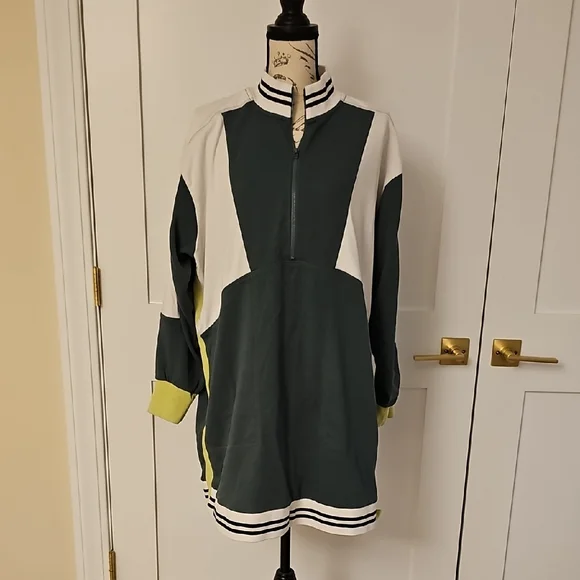 Daily Practice By Anthropologie Green and White Mini Dress; Size 1X - Picture 4 of 8